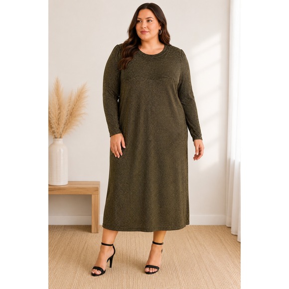GAP Dresses & Skirts - Gap Metallic Gold Lurex Knit Sweater Dress Long Sleeve Midi Black XXL NWT